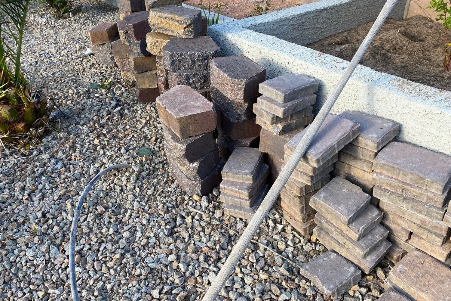 pavers piled on the side