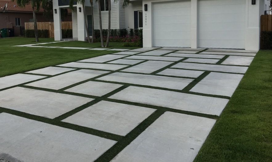 turf and pavers driveway installed in Palm Valley FL