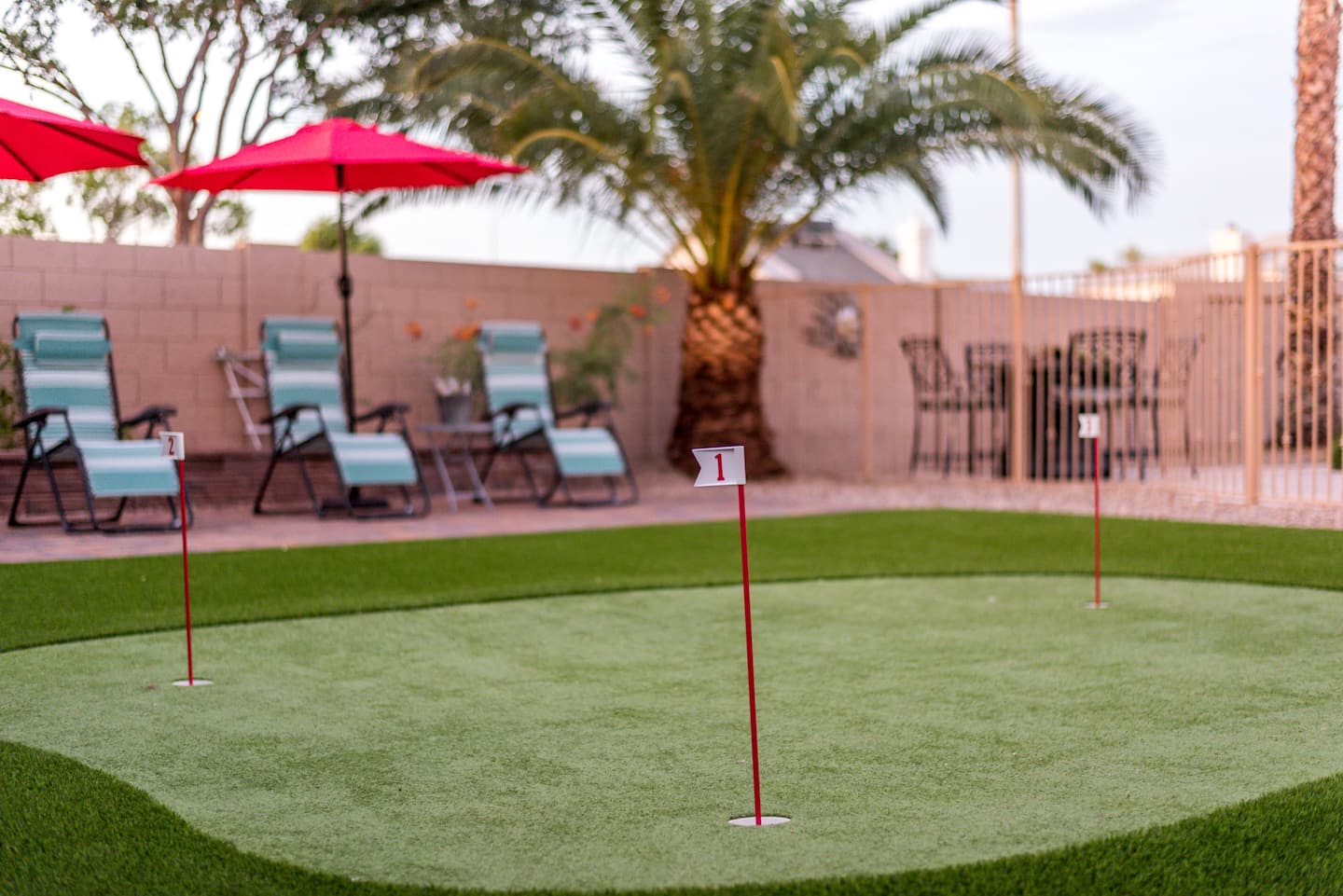 The homeowners wanted to practice their shots, so we installed a chipping green right in their backyard.