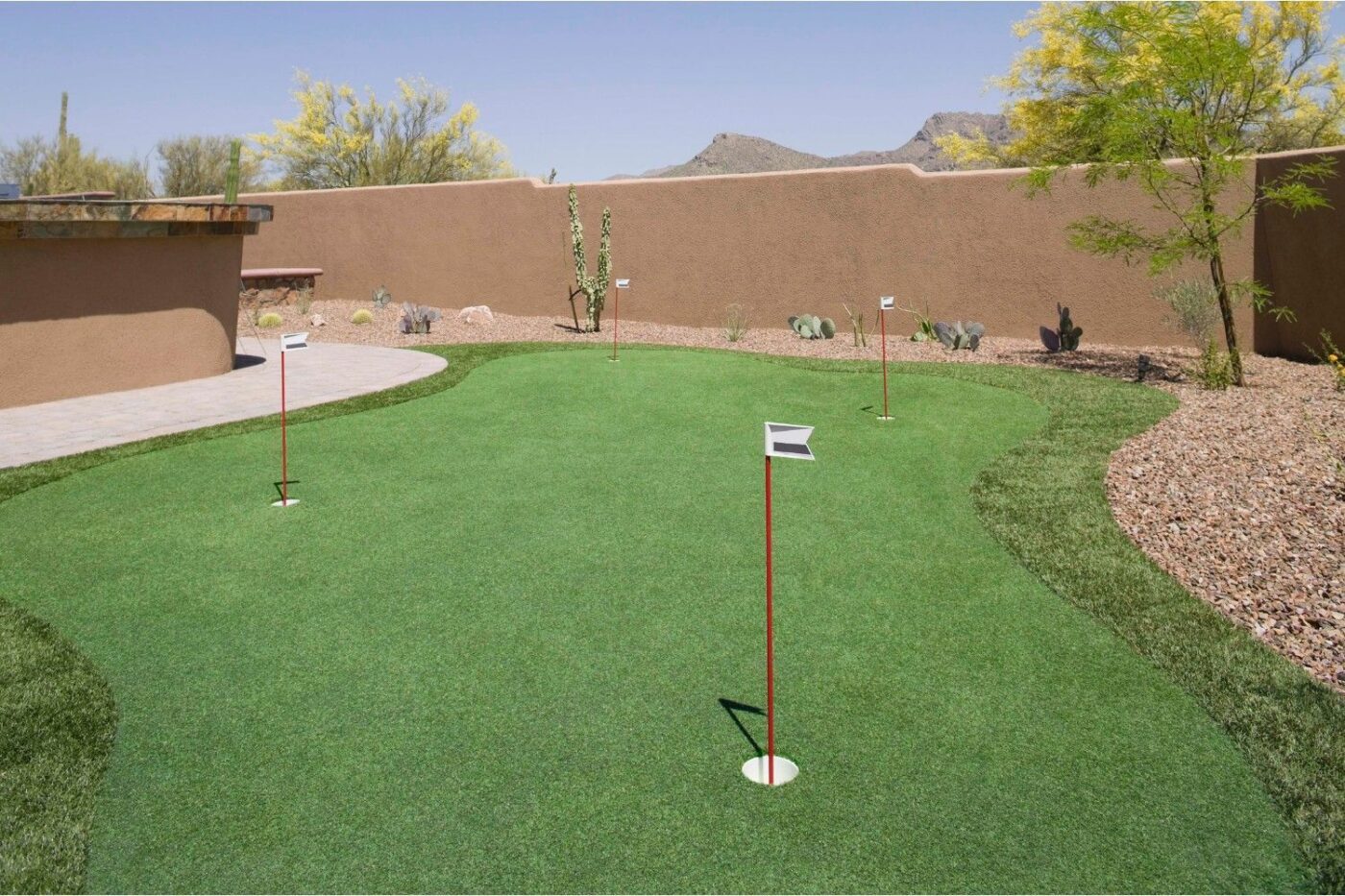 Fernandina Beach FL lawn transformed into a putting green backyard